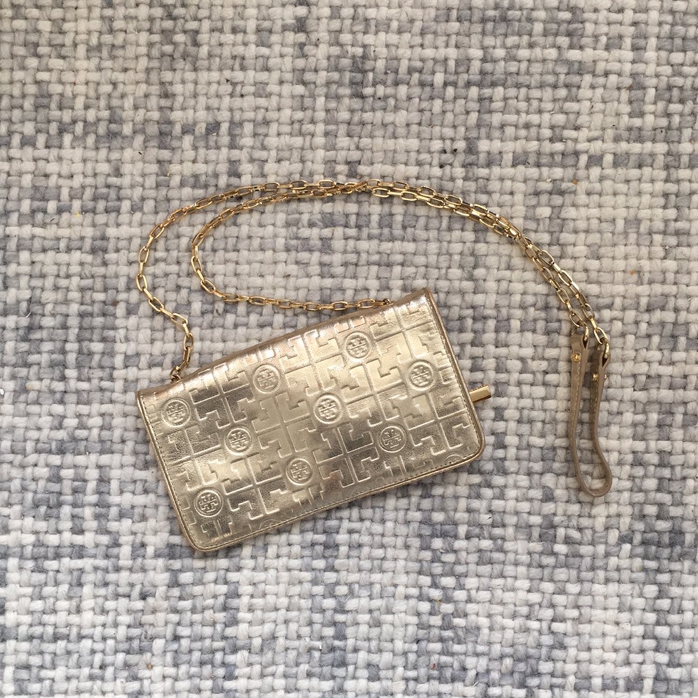 Gold Tory Burch Clutch Wallet